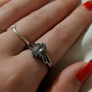 Sterling Silver Solitaire Marquise Blue Topaz Ring